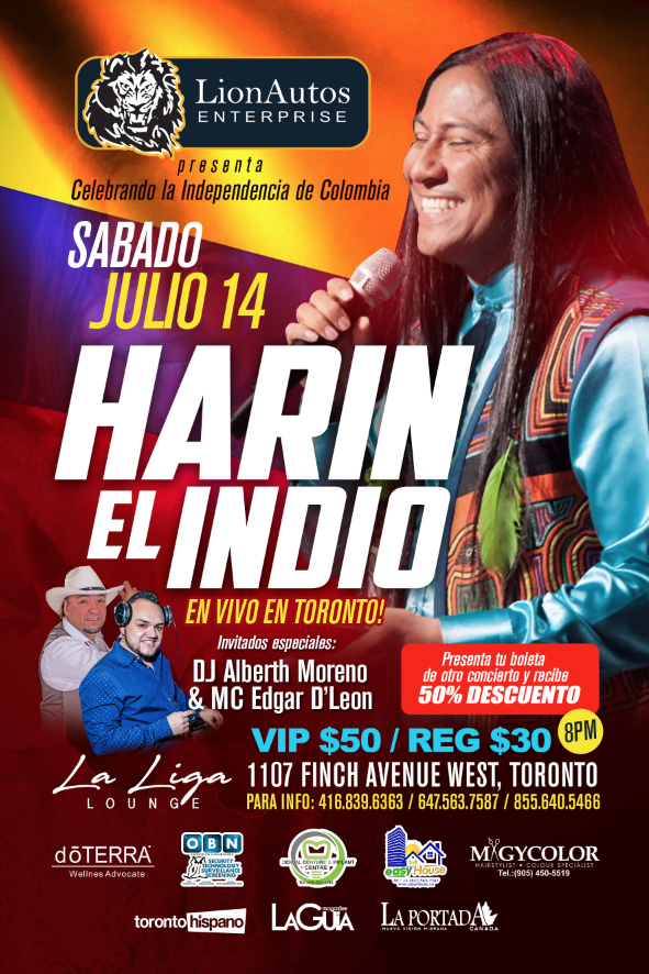 Gran evento en toronto celebrando la independencia de Colombia Harin El Indio