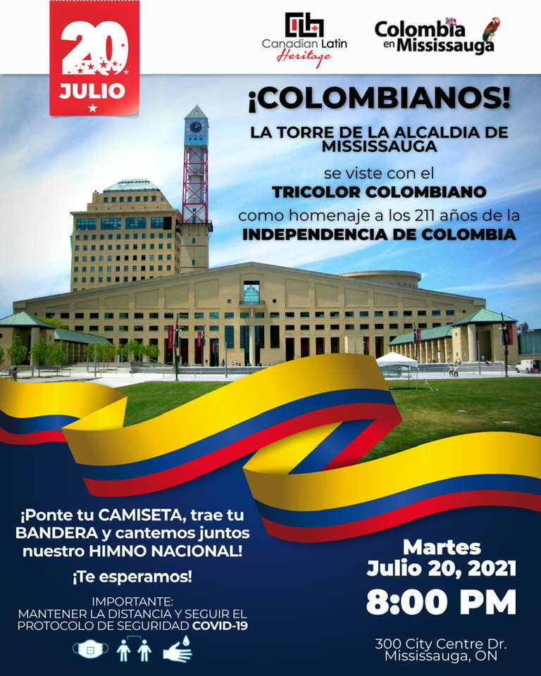 ¡ COLOMBIANBOS! La Torre de la Alcaldía de Mississauga se viste c on el tricolor 