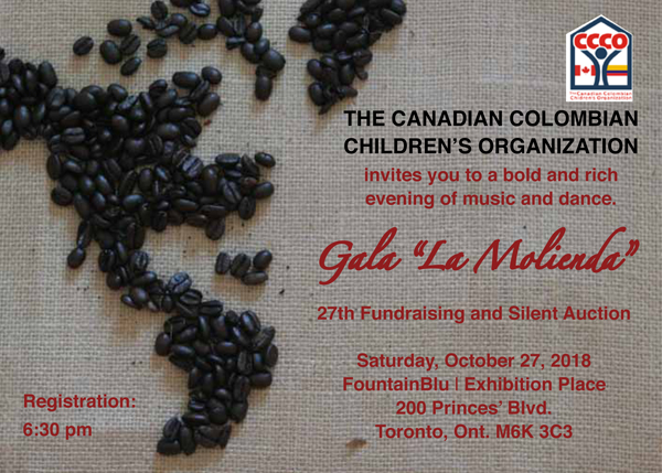27 de octubre, Cena de Gala en Toronto, por los niños pobres de Colombia 